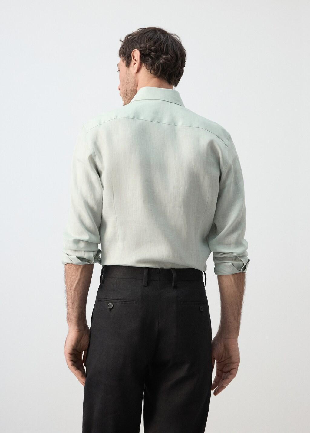Turquoise 100% Linen Slim-Fit Shirt, Turquoise - Aqua, large image number 2