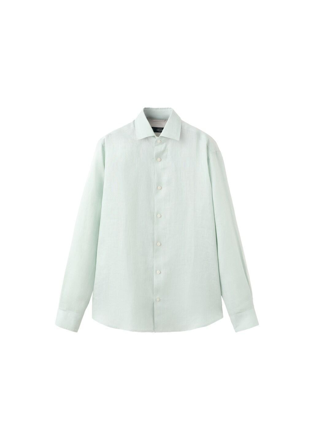 Turquoise 100% Linen Slim-Fit Shirt, Turquoise - Aqua, large image number 7