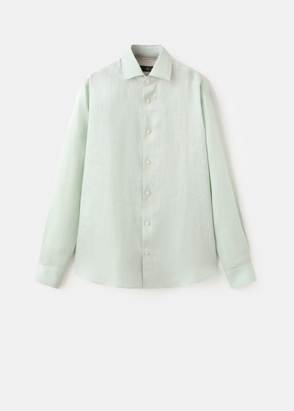 Turquoise 100% Linen Slim-Fit Shirt, Turquoise - Aqua, large image number 8