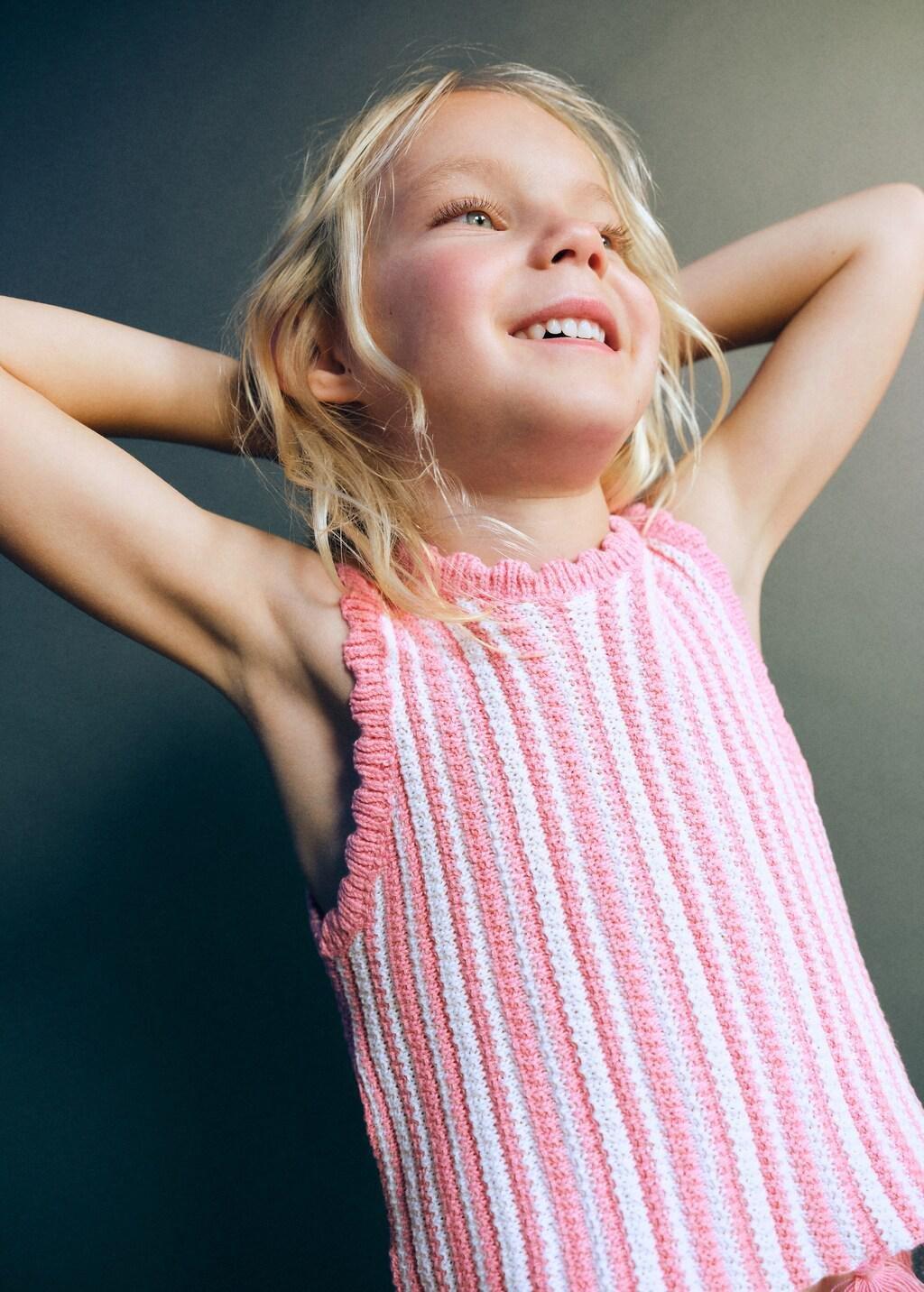 Pink Fringe Crochet Top, Baby Girls, Pink, large image number 3