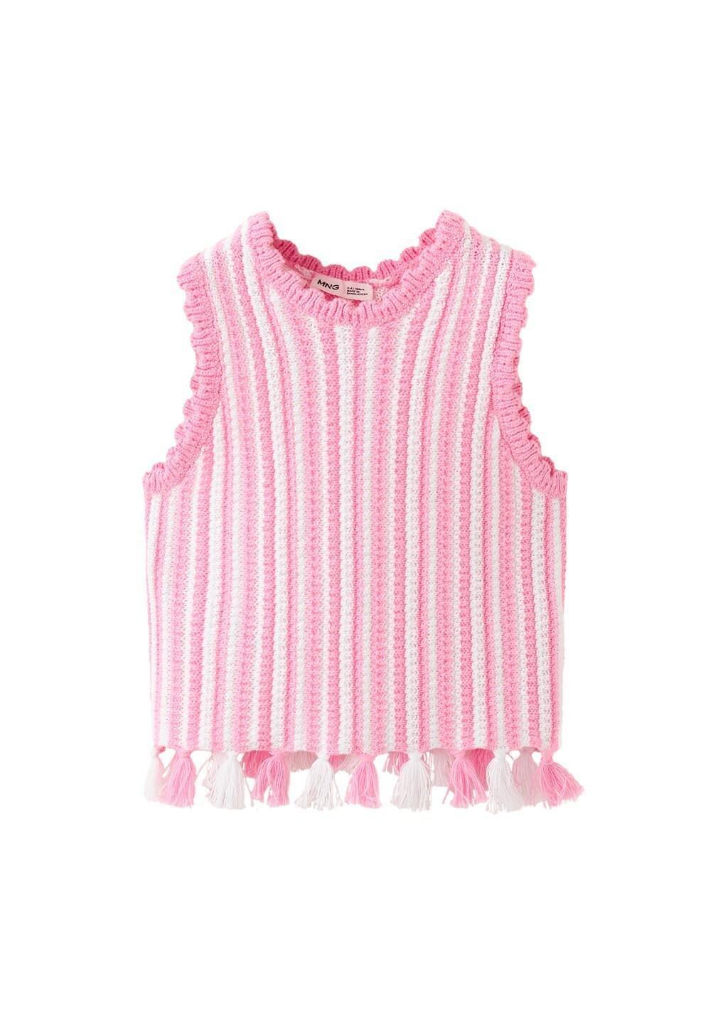 Pink Fringe Crochet Top, Baby Girls, Pink, large image number 5