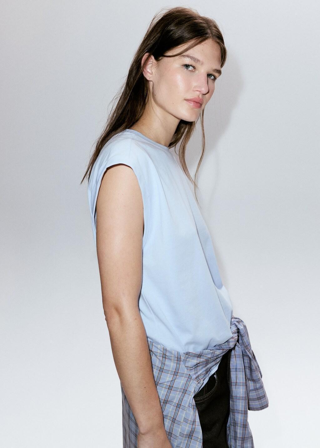 Blue Short-Sleeved Cotton T-Shirt, Light-Pastel Blue, large image number 3