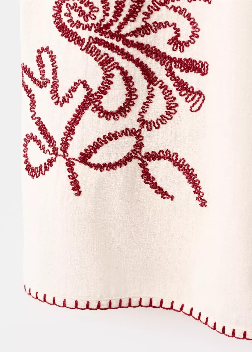 Beige Dress With Embroidered Details And Tassels, Kids Girls, Light Beige, large image number 2