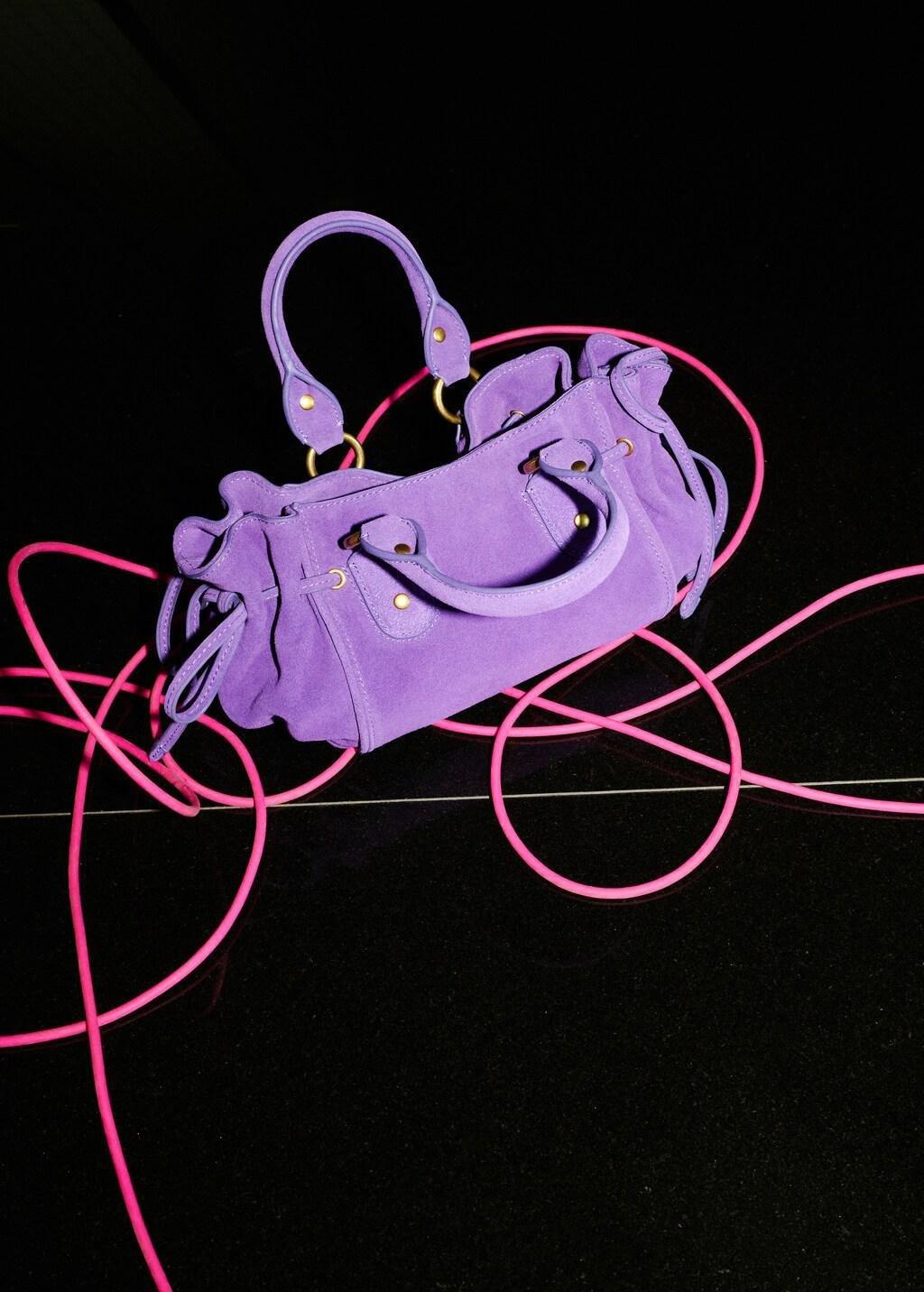 Purple Suede Clutch Bag With Bows, Medium Purple, large image number 0