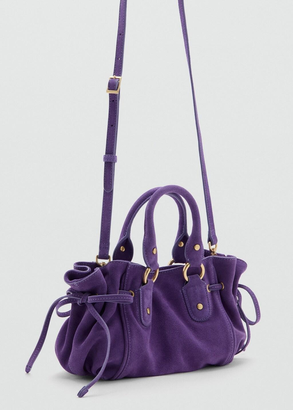 Purple Suede Clutch Bag With Bows, Medium Purple, large image number 1