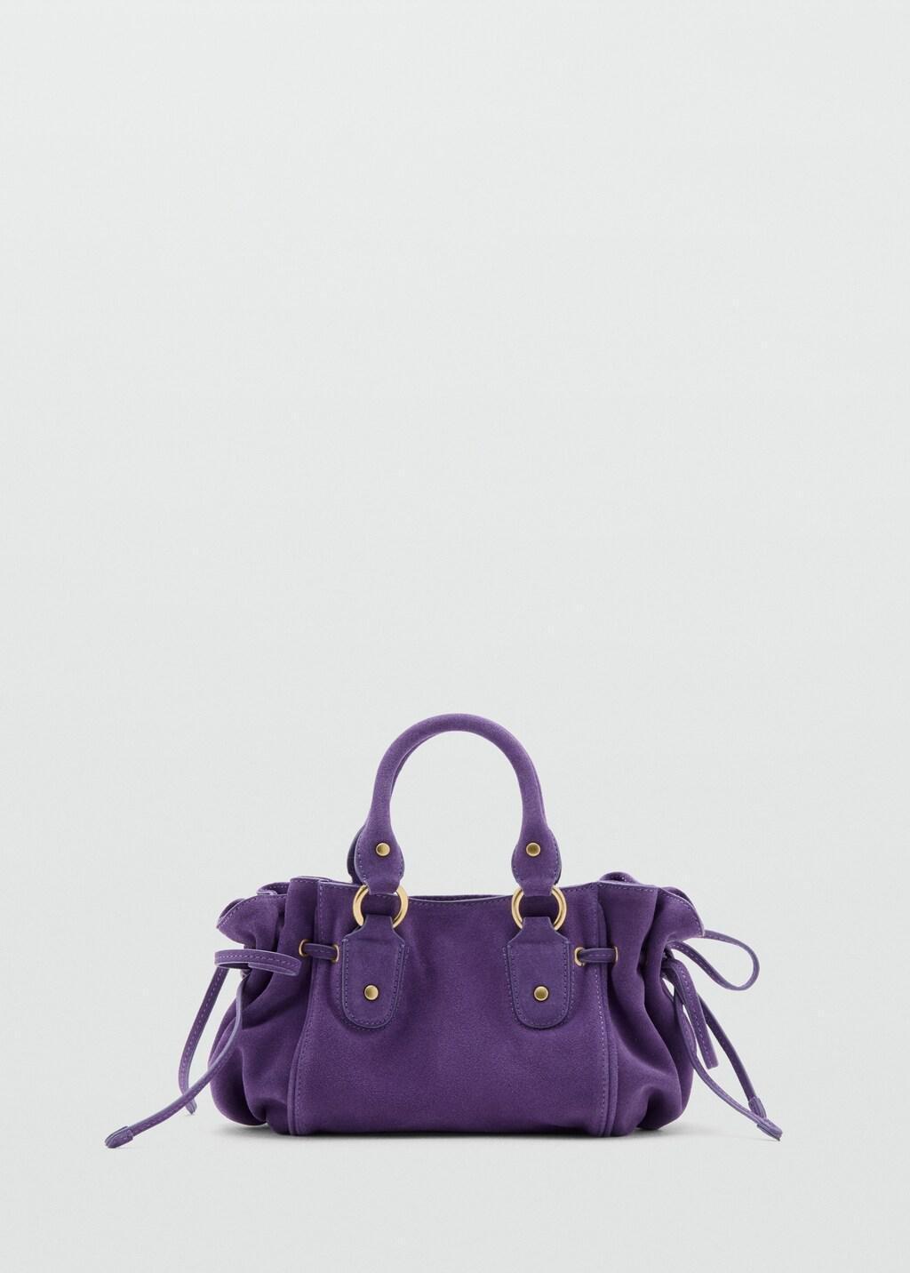 Purple Suede Clutch Bag With Bows, Medium Purple, large image number 4