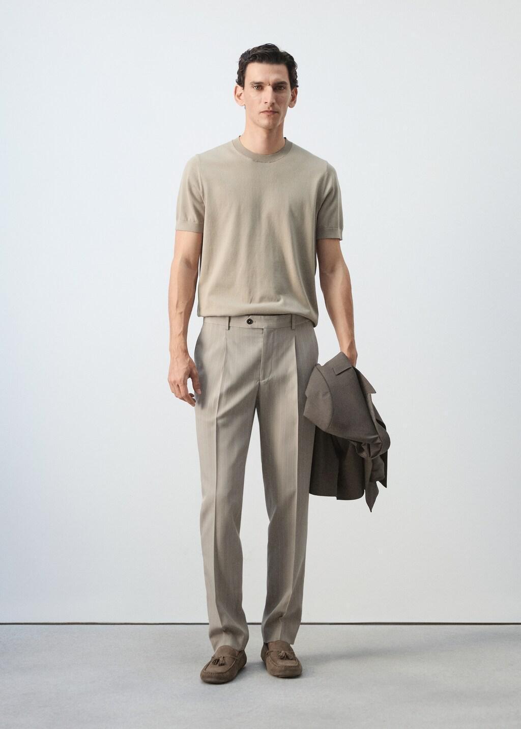 Brown Fine Jersey Cotton T-Shirt, Light Pastel Brown, medium