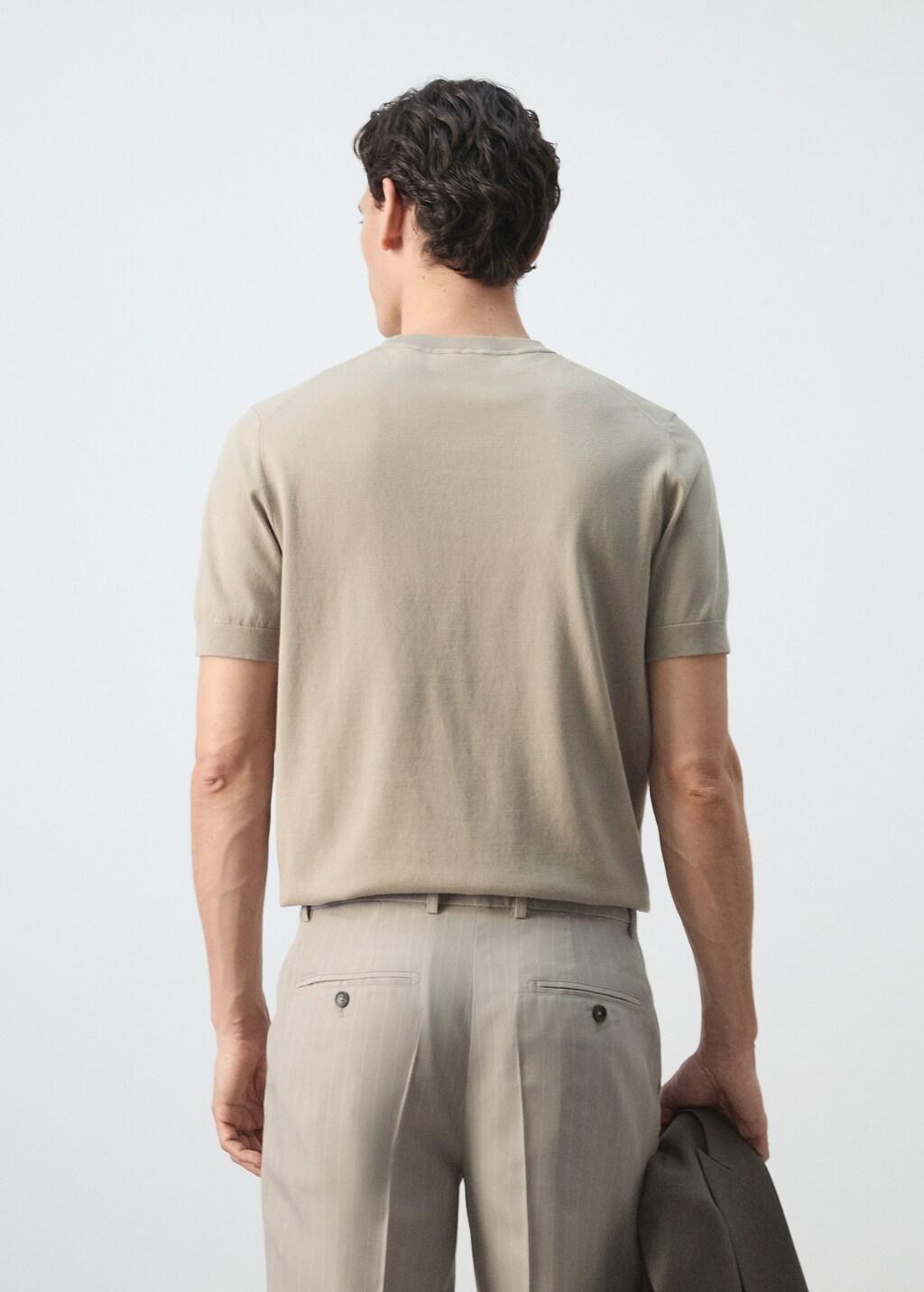Brown Fine Jersey Cotton T-Shirt, Light Pastel Brown, medium