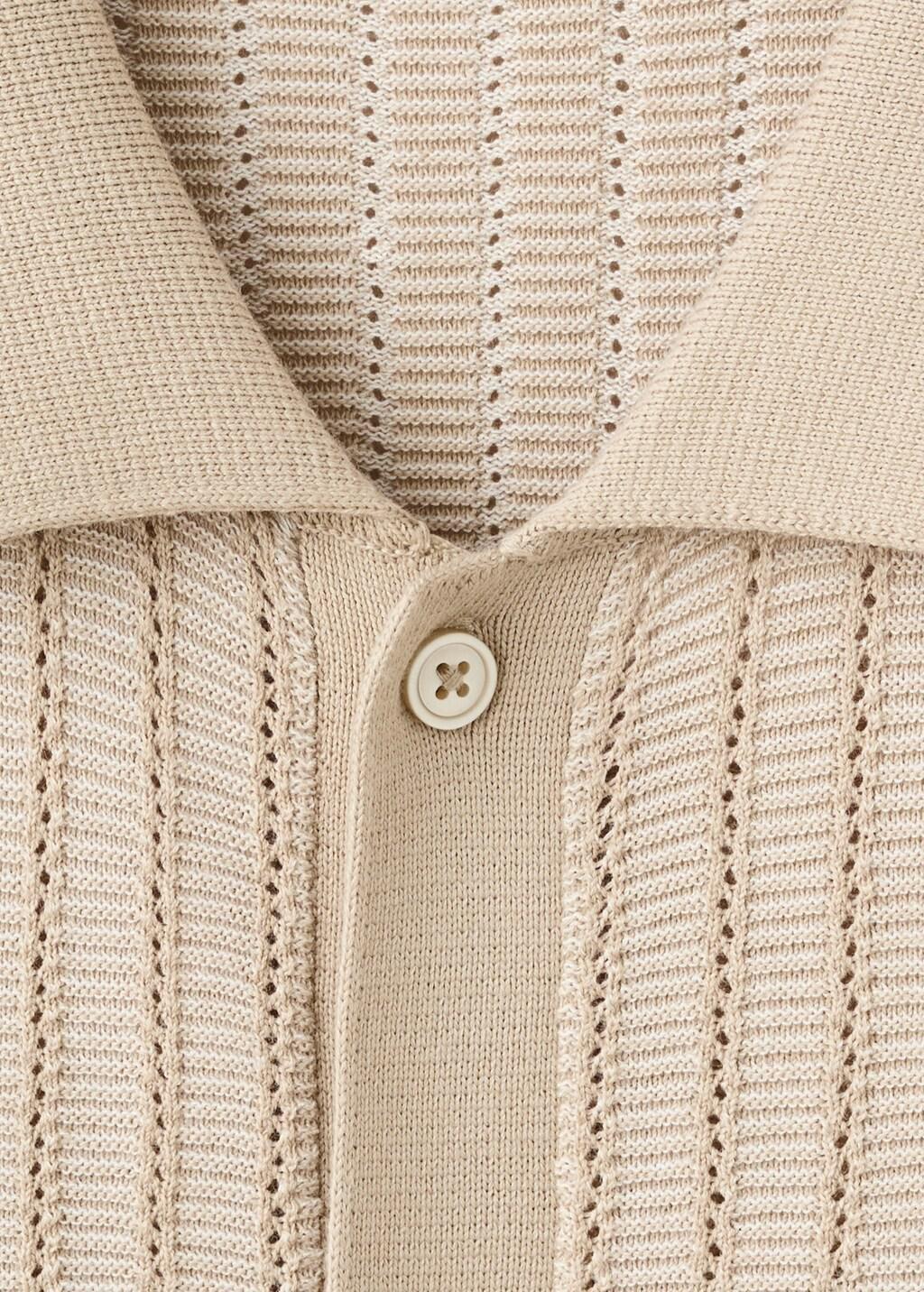 Brown Lt Pastel Structured Knit Polo Shirt 100% Cotton, Light Pastel Brown, large image number 5