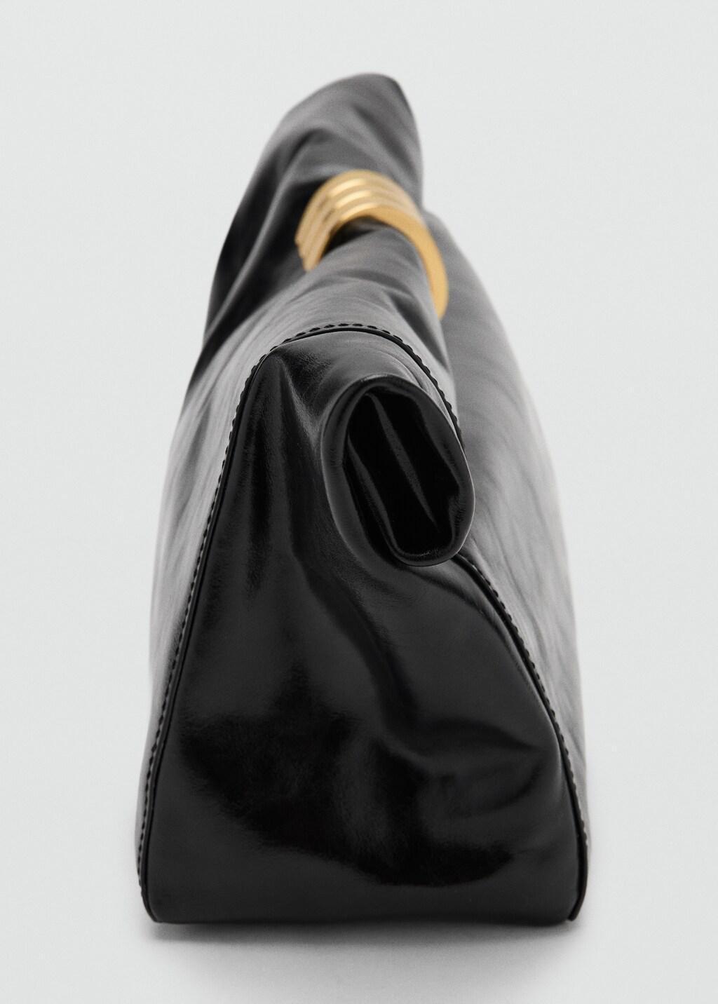 Black Leather Clutch Bag With Metallic Applique&copy;, Black, large image number 2