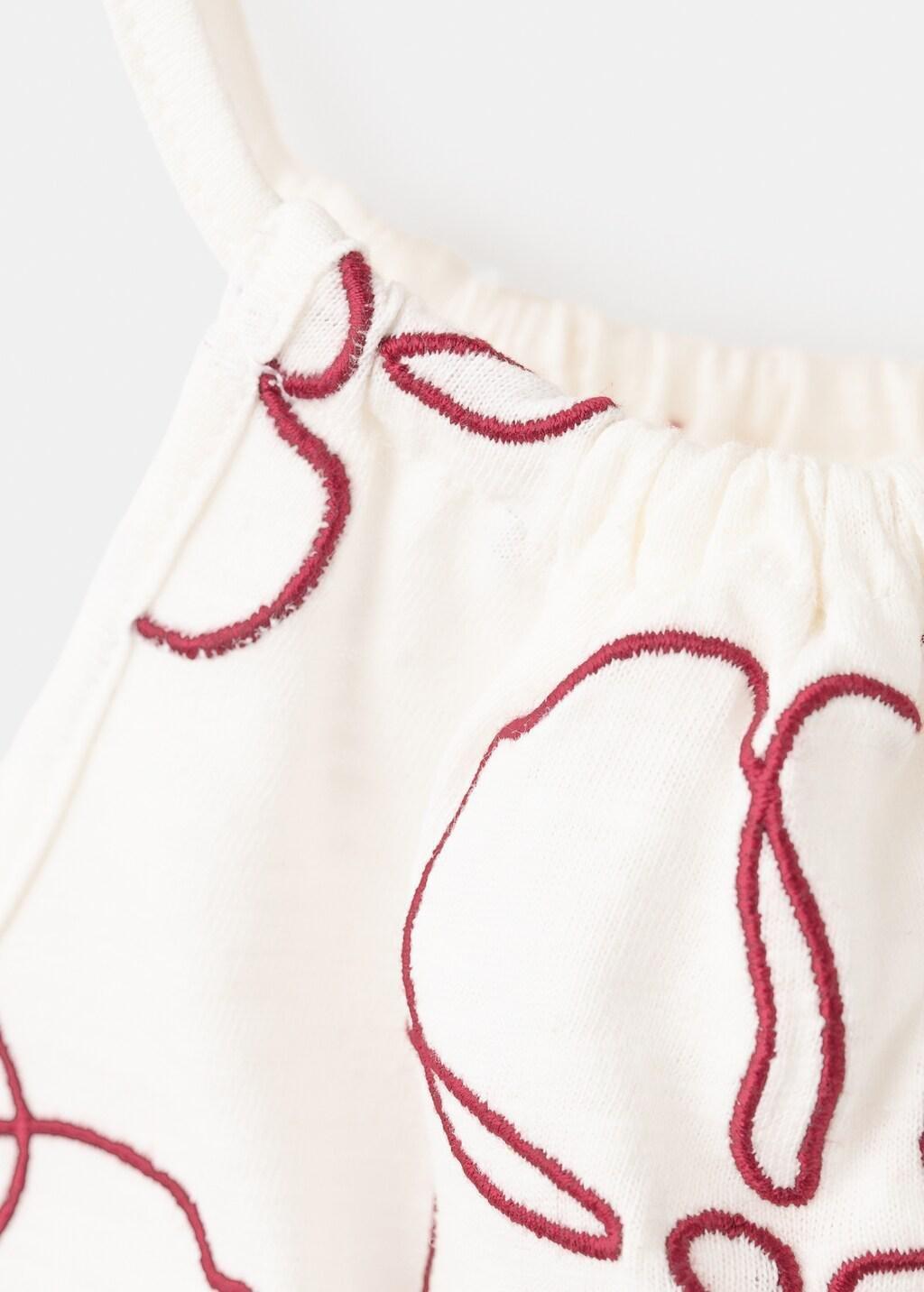 White Floral-Embroidered Cotton T-Shirt, Baby Girls, Natural White, large image number 1