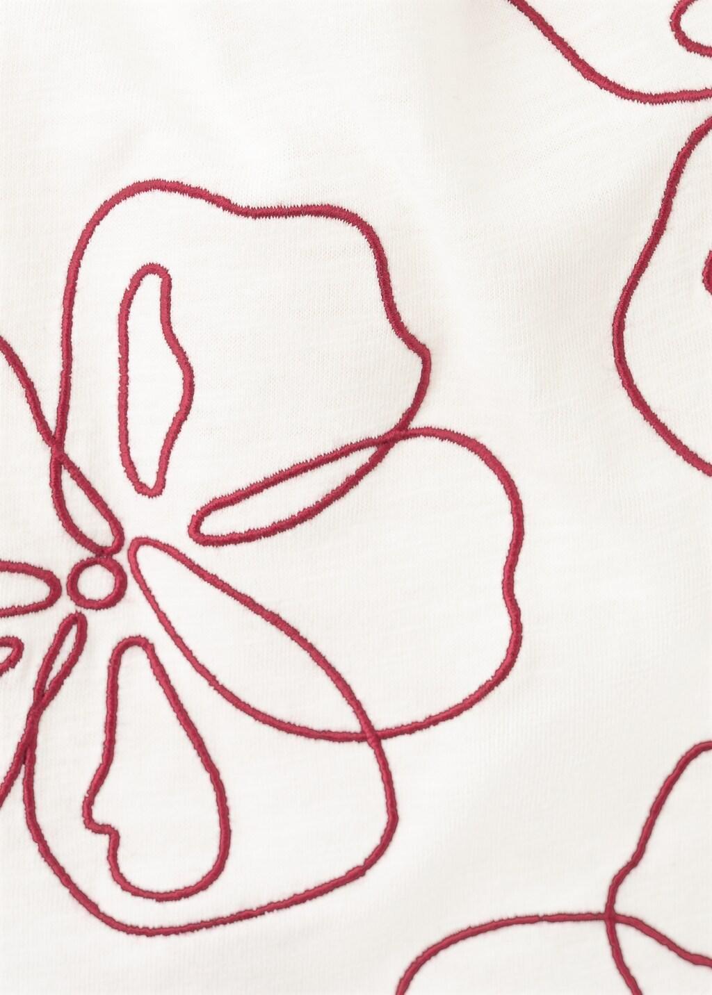 White Floral-Embroidered Cotton T-Shirt, Baby Girls, Natural White, large image number 3