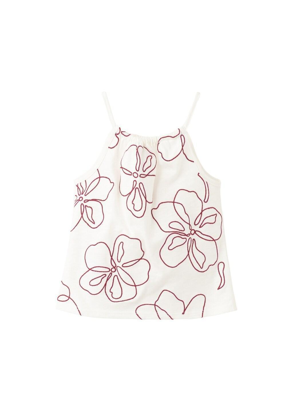 White Floral-Embroidered Cotton T-Shirt, Baby Girls, Natural White, large image number 4