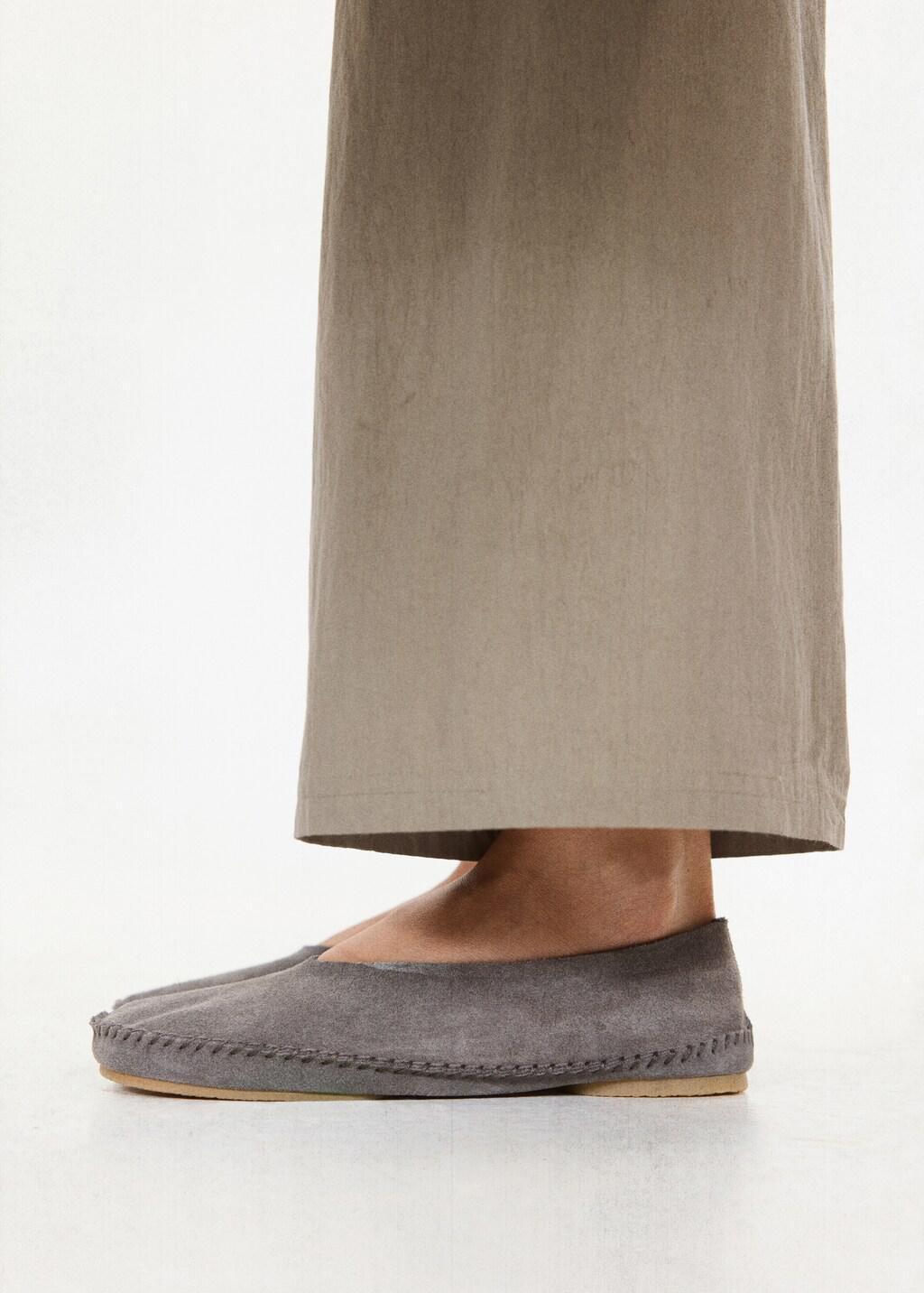 Grey Suede Shoe With Seam Detail, Grey, large image number 0