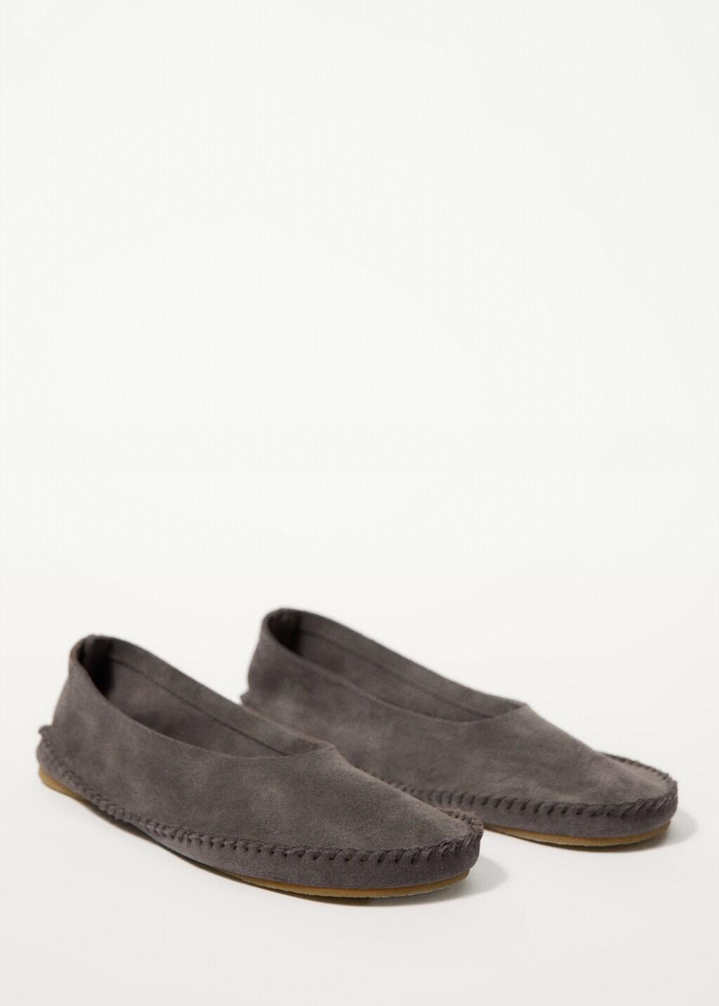 Grey Suede Shoe With Seam Detail, Grey, large image number 1