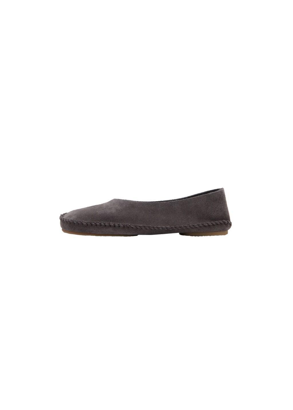 Grey Suede Shoe With Seam Detail, Grey, large image number 3