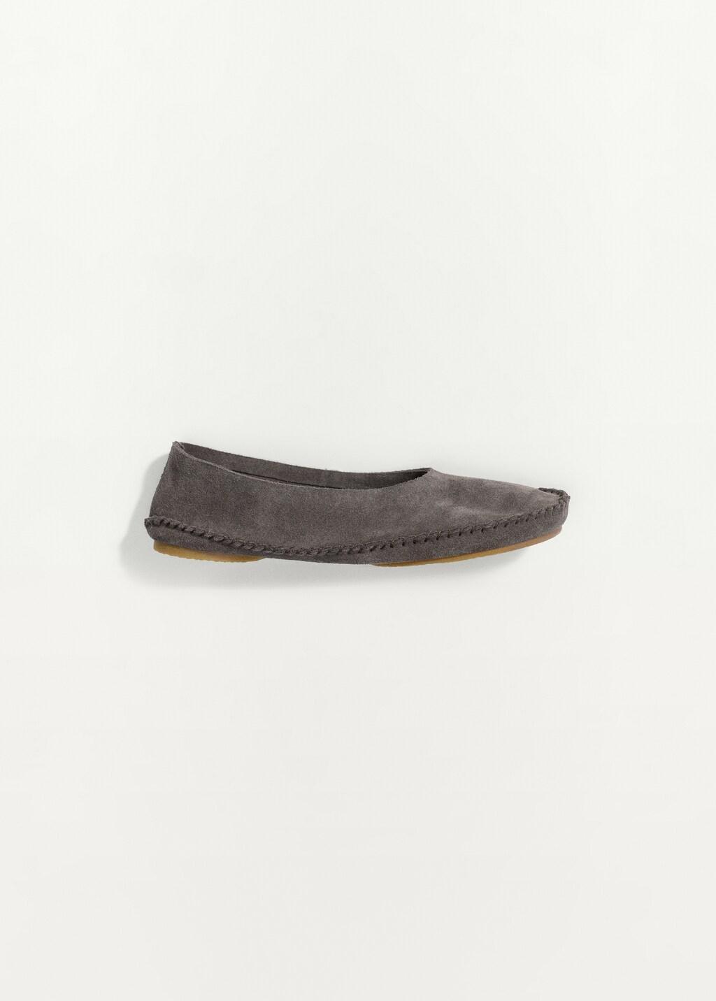 Grey Suede Shoe With Seam Detail, Grey, large image number 4