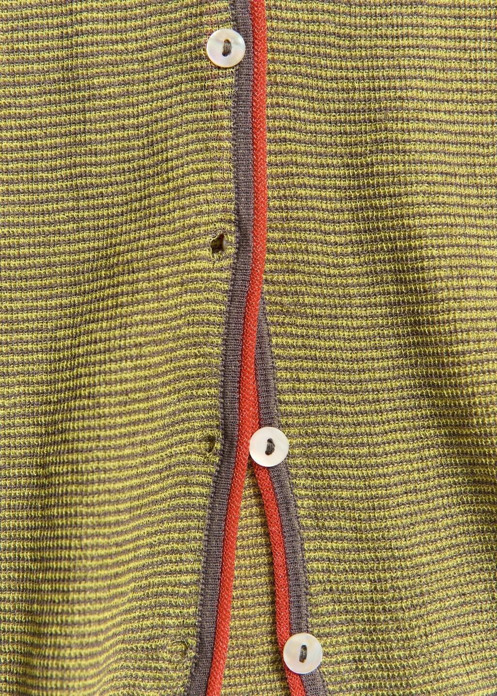 Grey Fine Knit Striped Cardigan, Charcoal, large image number 1