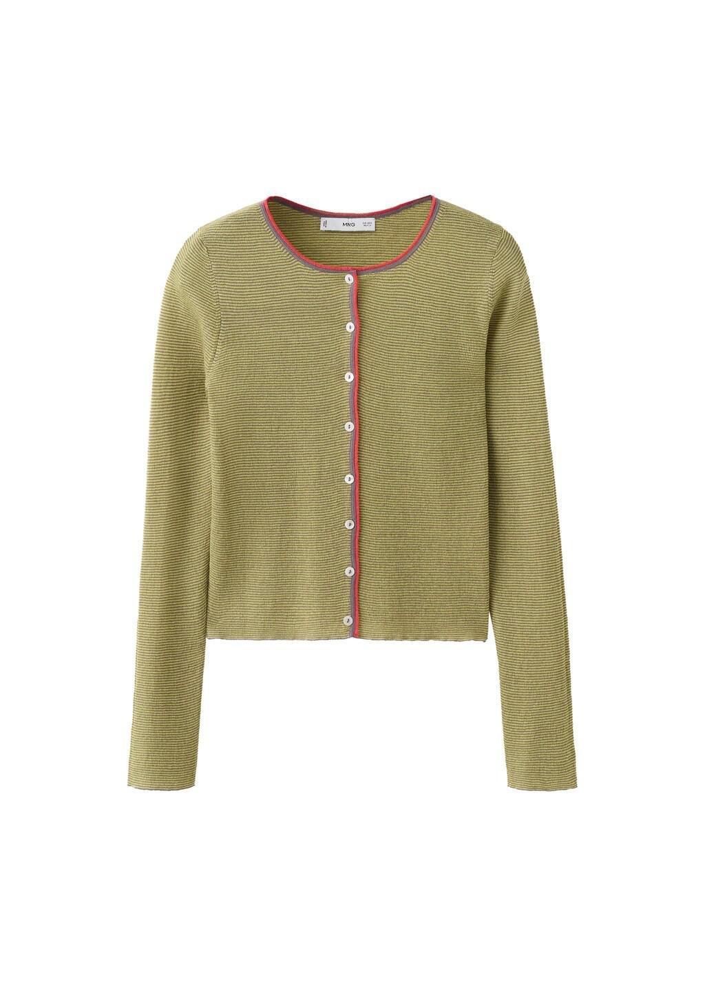 Grey Fine Knit Striped Cardigan, Charcoal, large image number 6