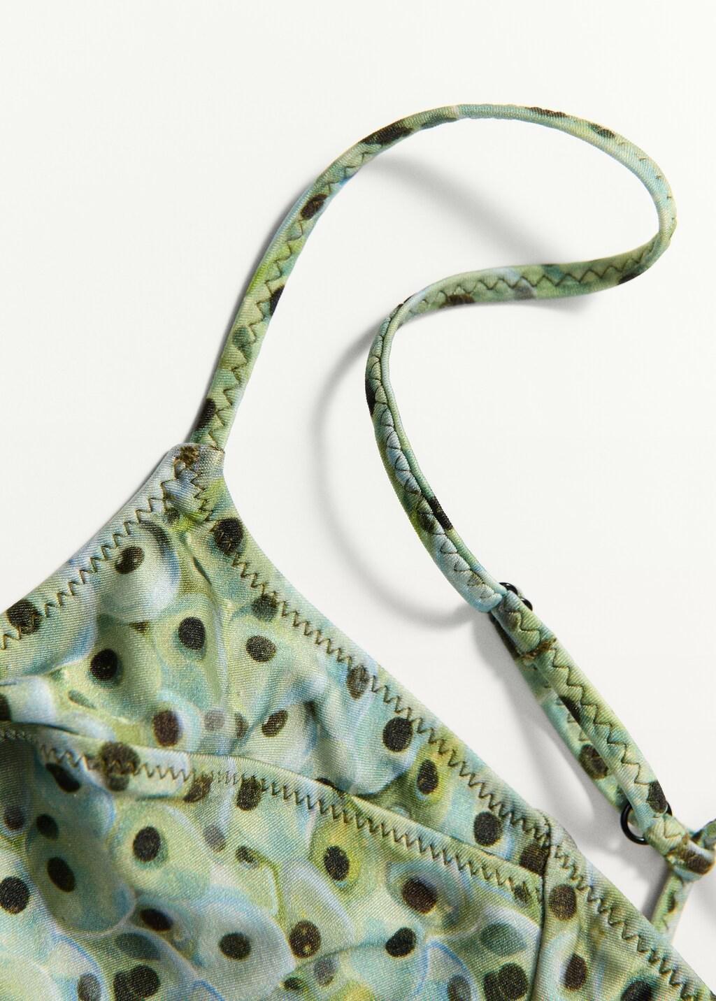 Green Triangle Print Bikini Top, Green, large image number 1