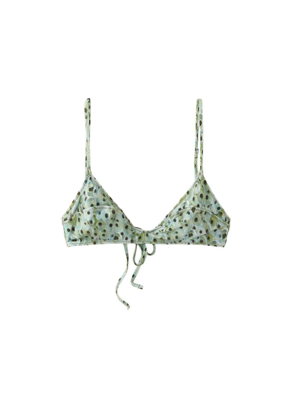 Green Triangle Print Bikini Top, Green, large image number 6