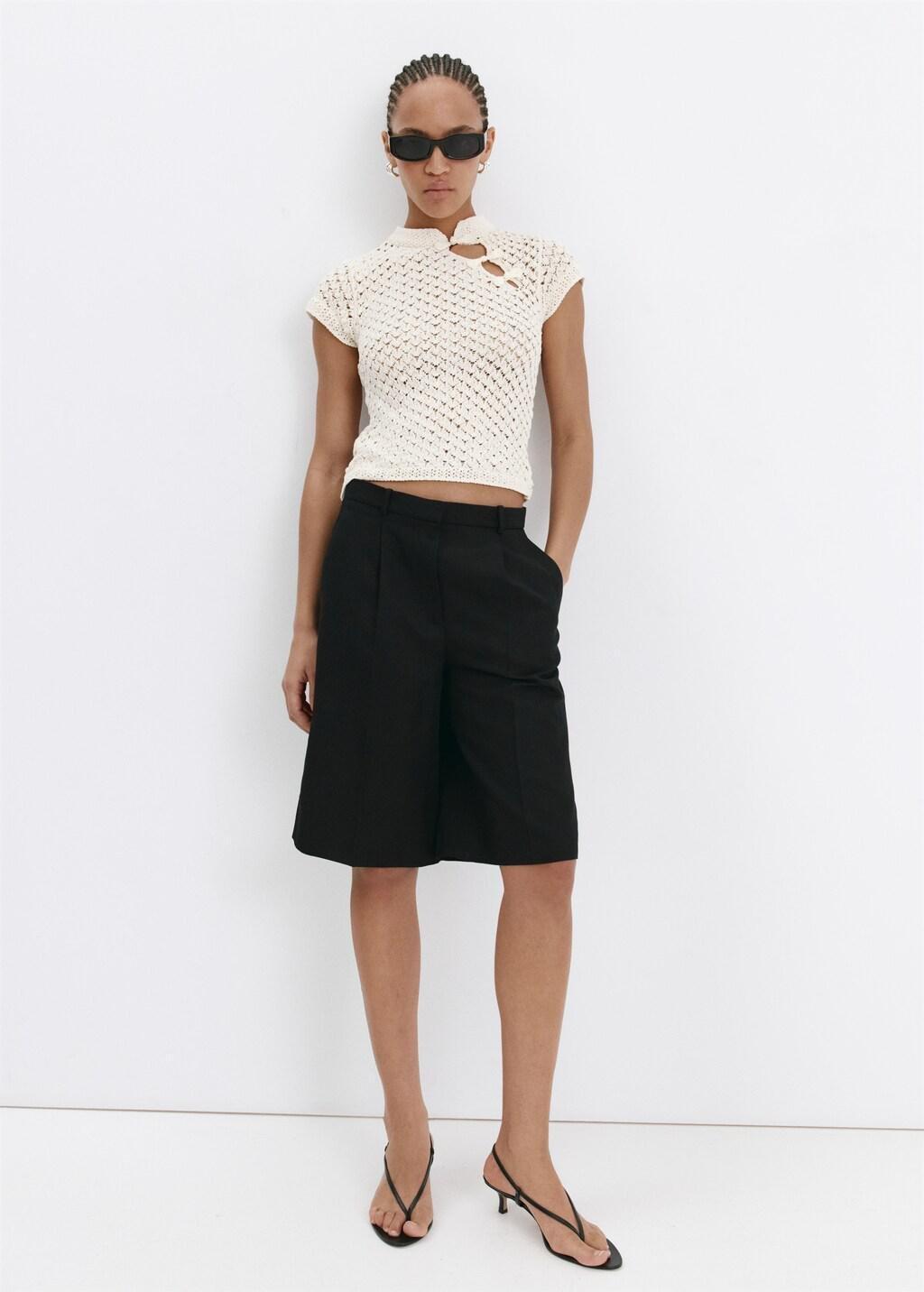 Beige Openwork Knit Toggle Jumper, Light Beige, large image number 0