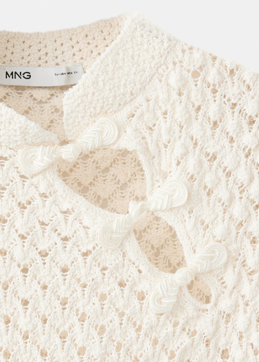 Beige Openwork Knit Toggle Jumper, Light Beige, large image number 1