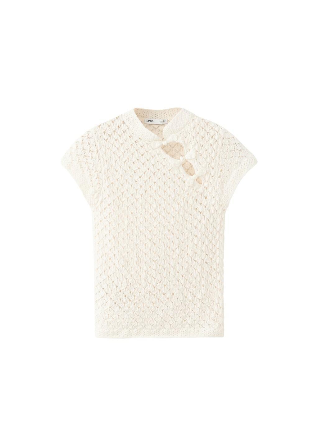 Beige Openwork Knit Toggle Jumper, Light Beige, large image number 6