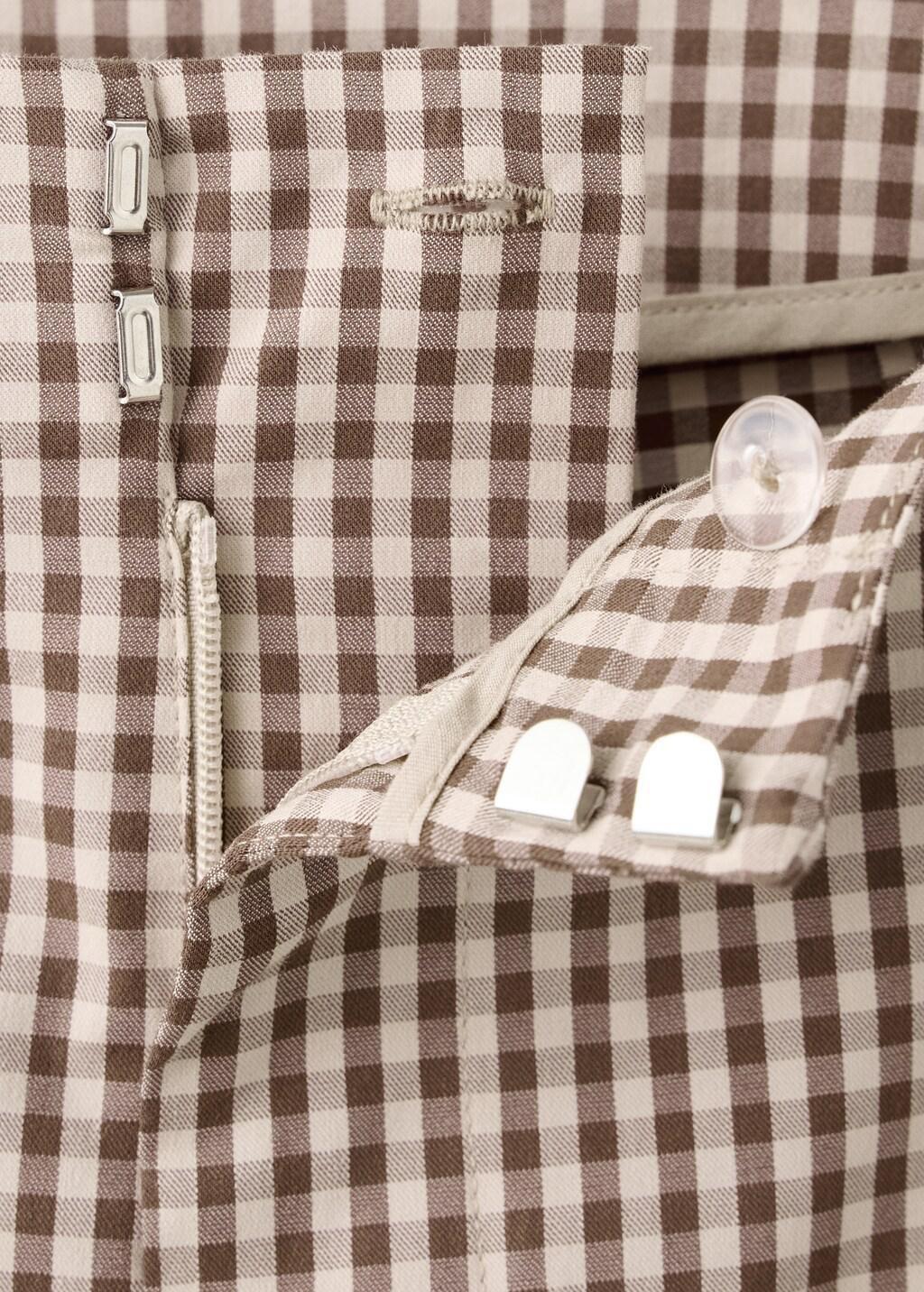 Brown Gingham Check Capri Trousers, Brown, large image number 1