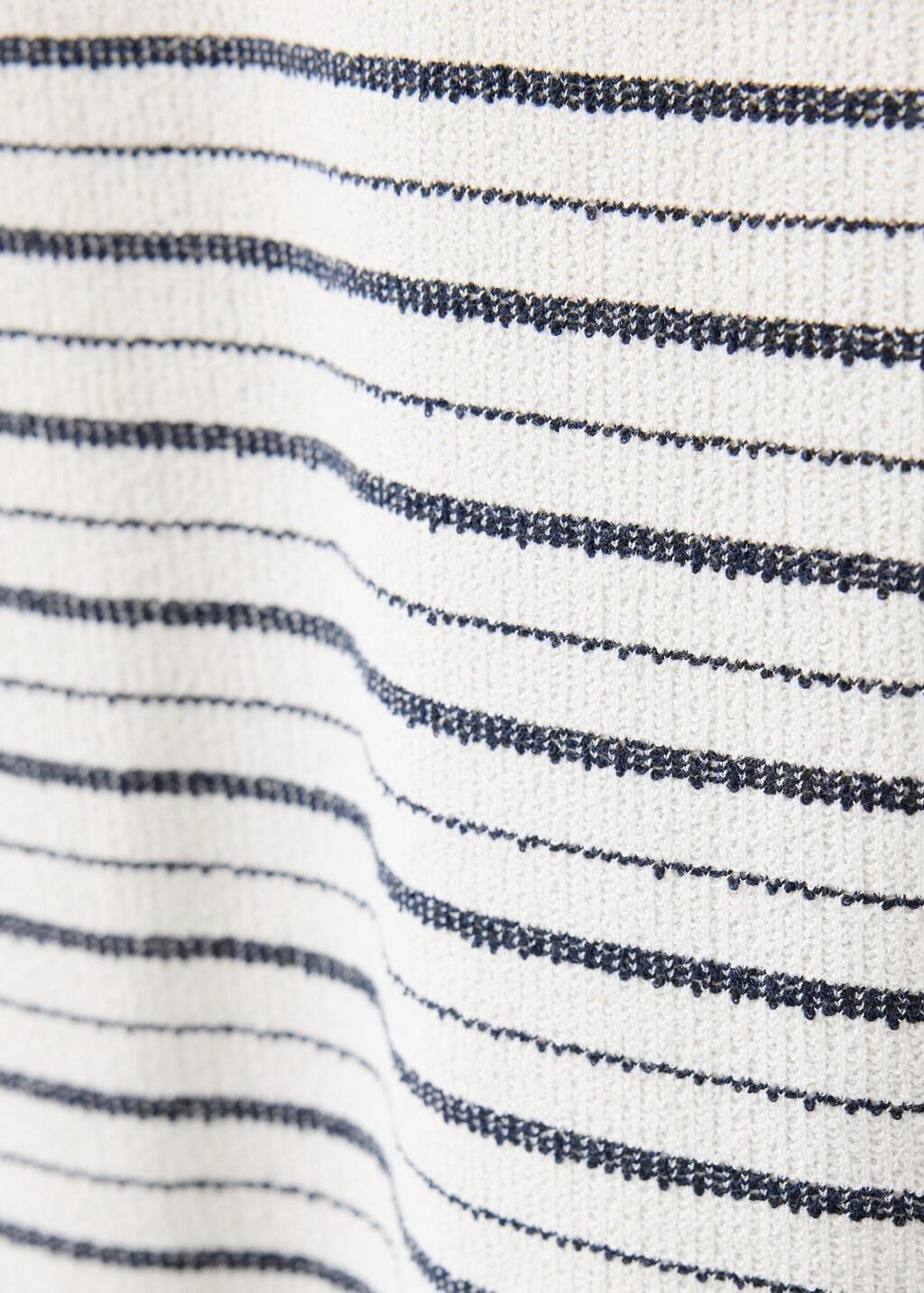 White Textured Striped Cotton Blend Polo, Natural White, large image number 3