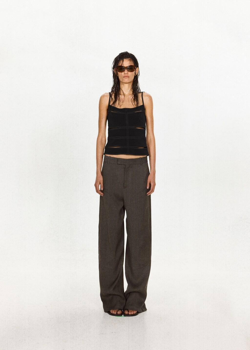 BLACK Strappy top with cut-outs, Black, large image number 0