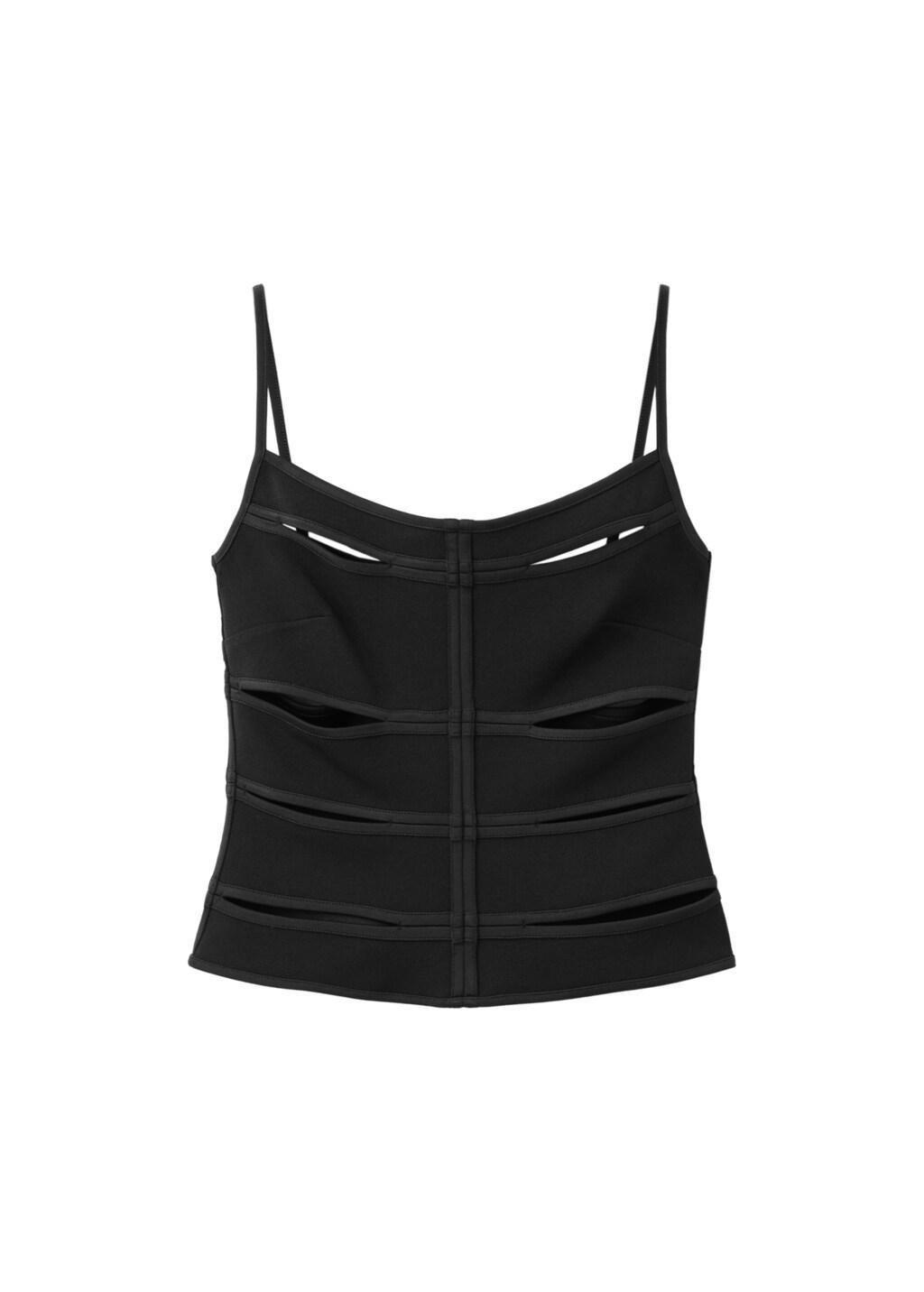 BLACK Strappy top with cut-outs, Black, large image number 5