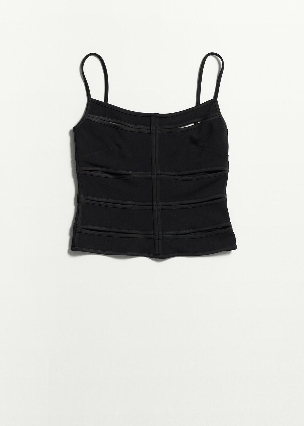 BLACK Strappy top with cut-outs, Black, large image number 6