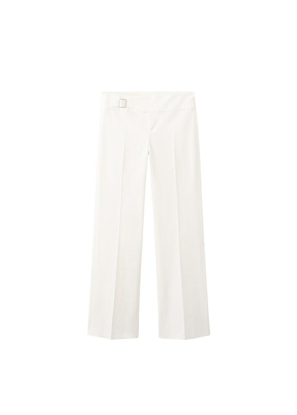 White Belt Straight-Fit Trousers, White, large image number 6