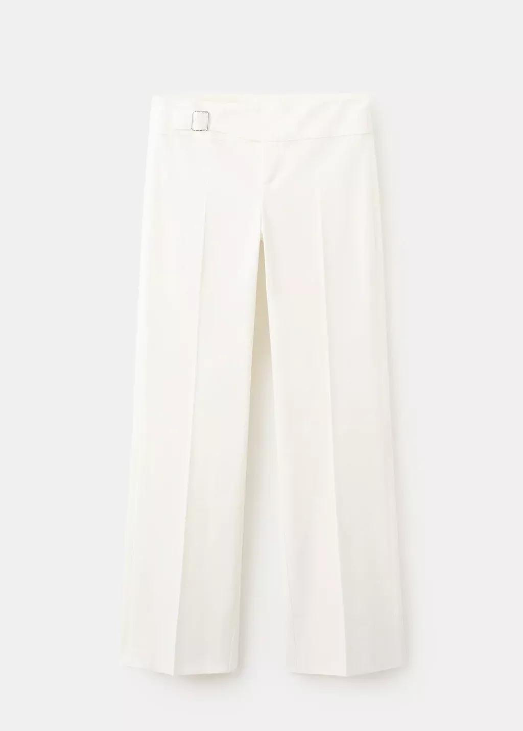White Belt Straight-Fit Trousers, White, large image number 7