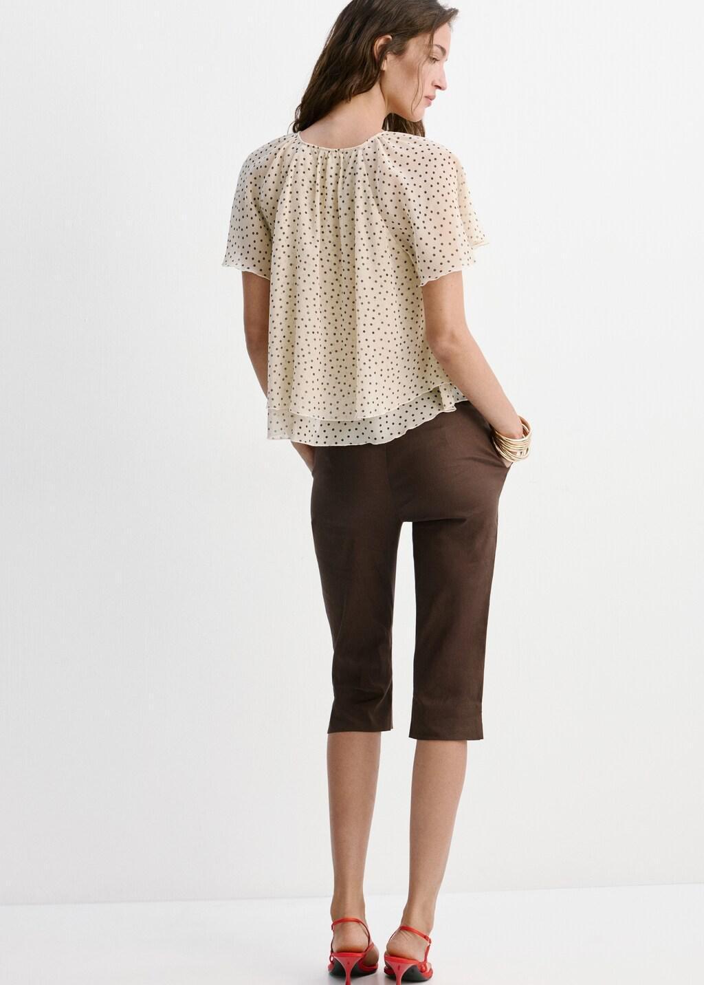 White Bow Polka-Dot Blouse, Natural White, large image number 2