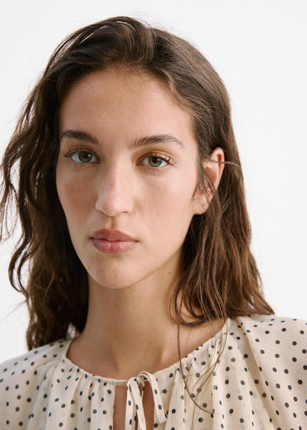 White Bow Polka-Dot Blouse, Natural White, large image number 4