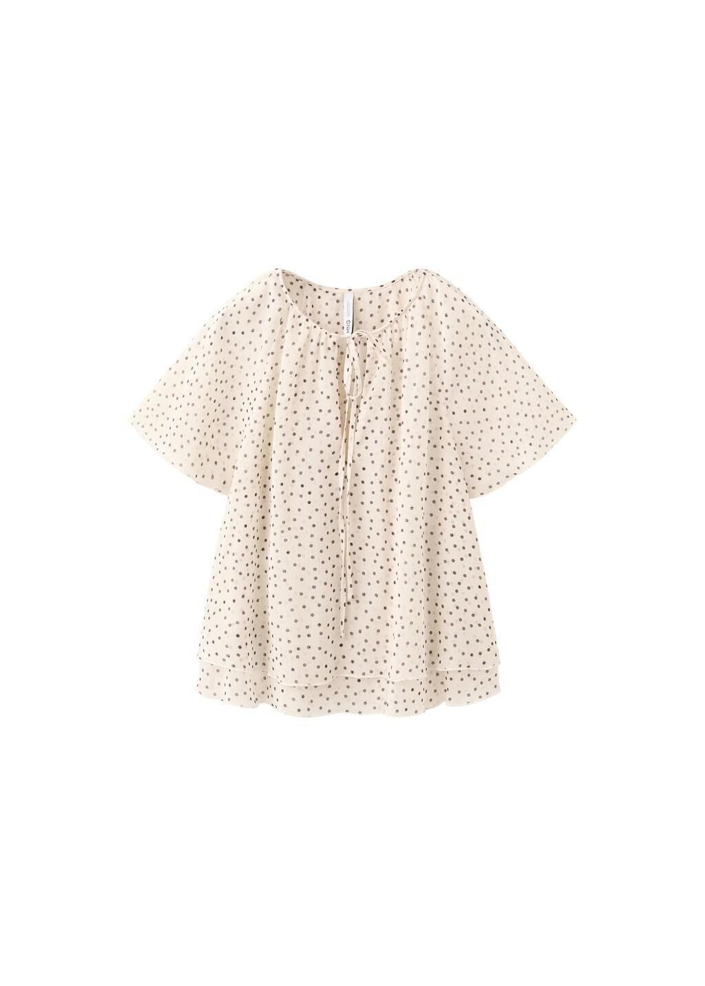 White Bow Polka-Dot Blouse, Natural White, large image number 6