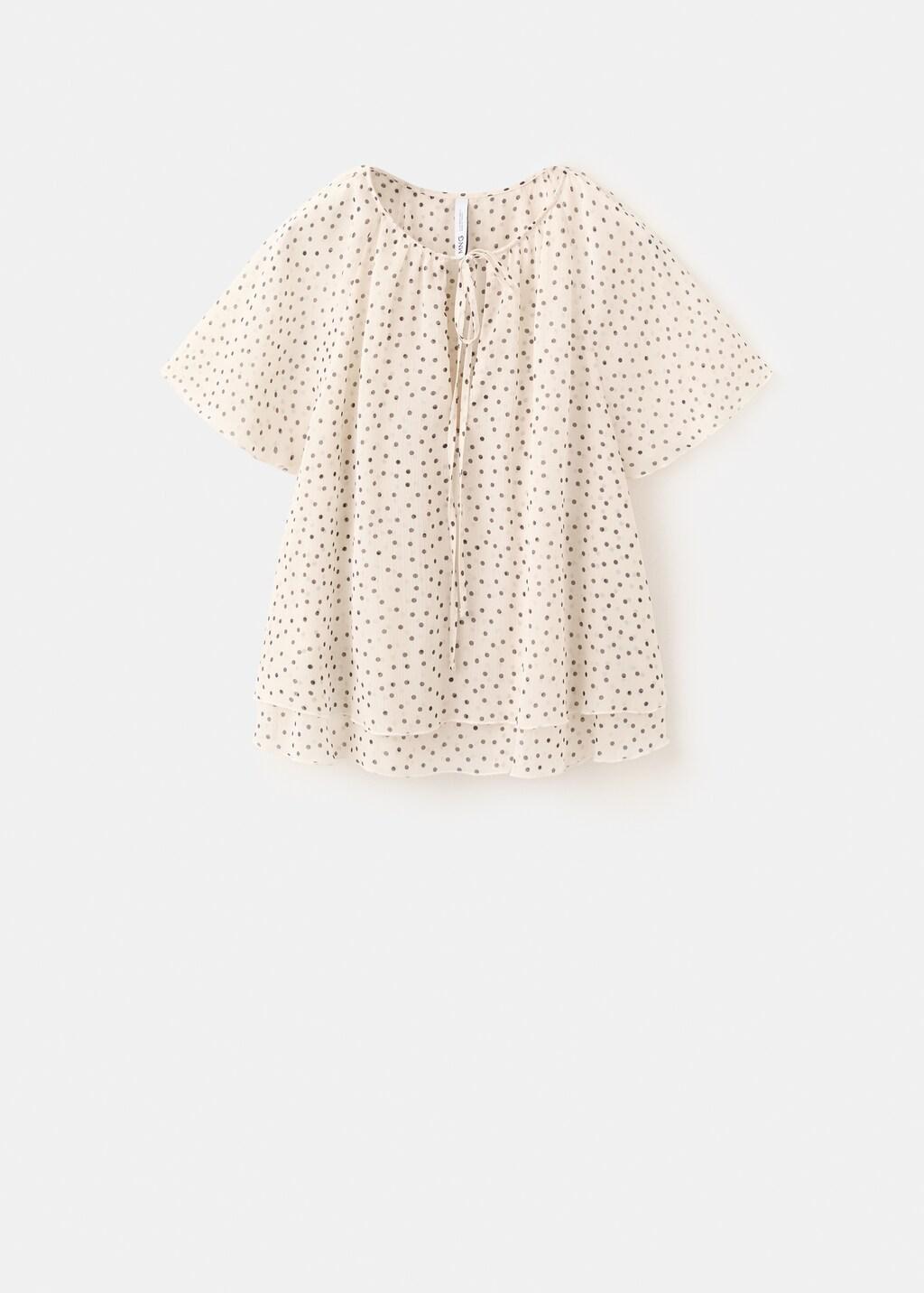 White Bow Polka-Dot Blouse, Natural White, large image number 7