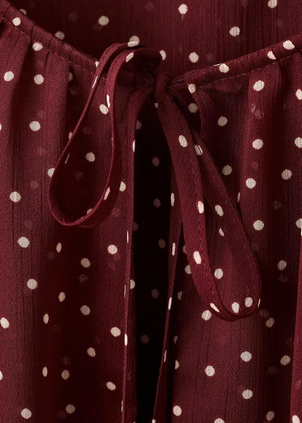 Red Bow Polka-Dot Blouse, Dark Red, large image number 1