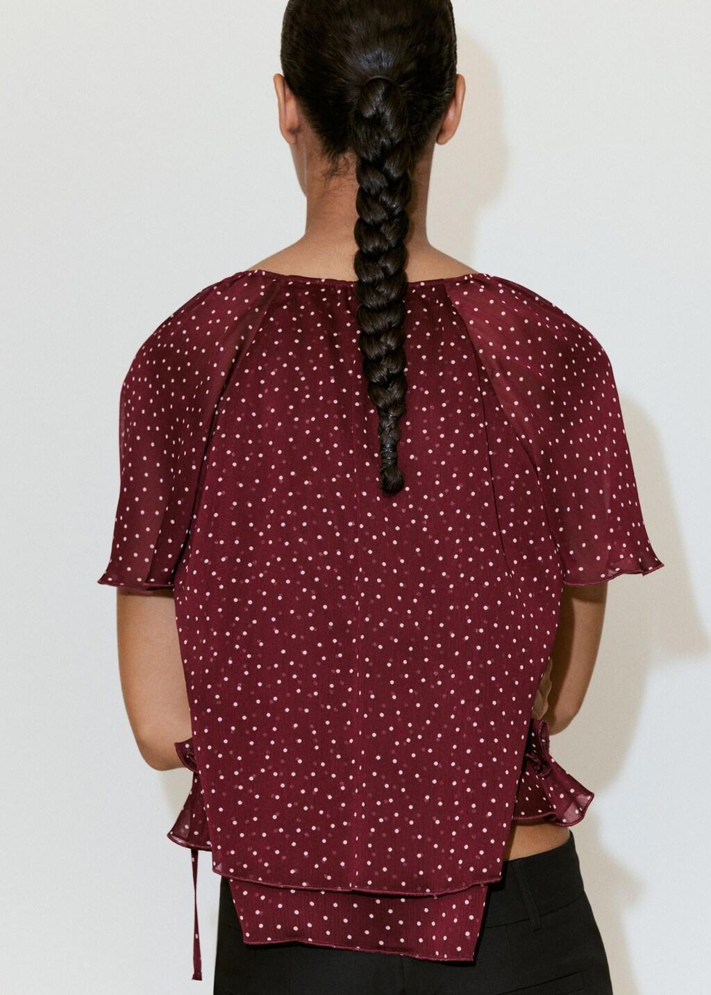 Red Bow Polka-Dot Blouse, Dark Red, large image number 2