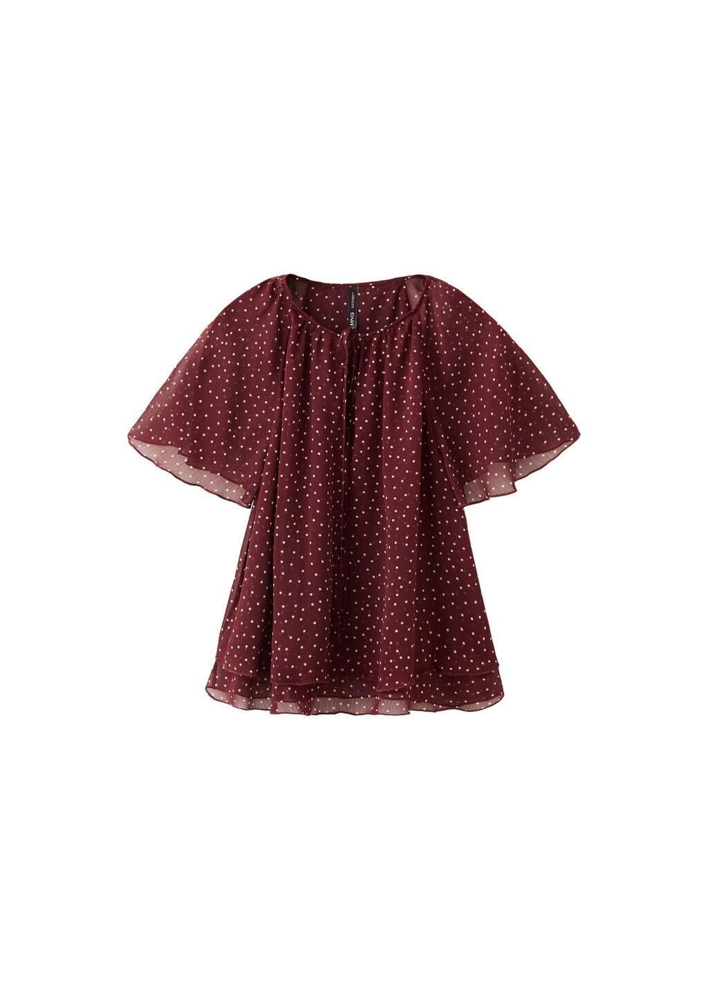 Red Bow Polka-Dot Blouse, Dark Red, large image number 6