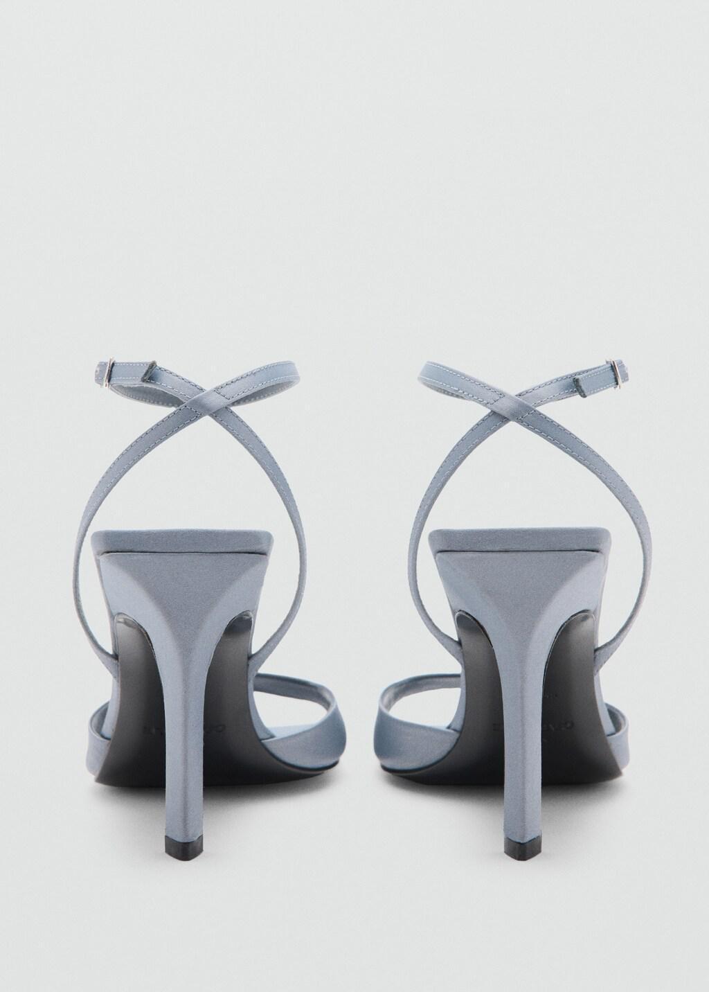 Grey Heel Leather Sandals, Grey, large image number 2