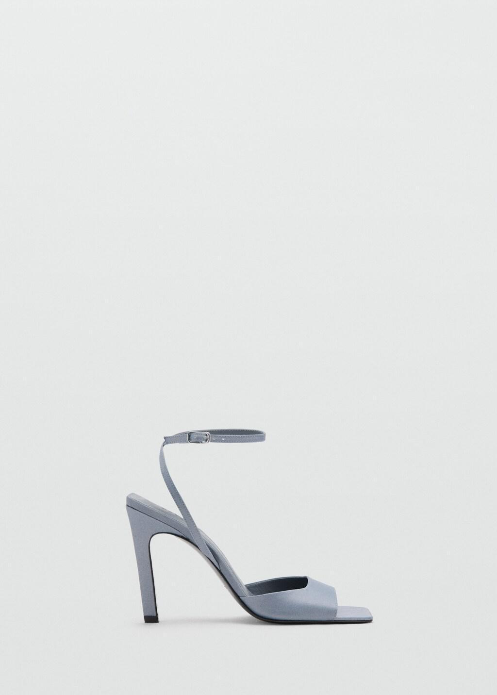 Grey Heel Leather Sandals, Grey, large image number 4