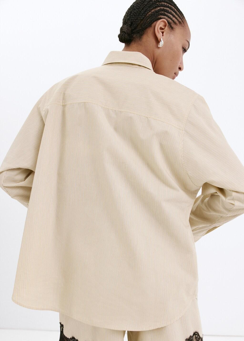 Yellow Poplin Stripe Shirt, Yellow, large image number 2