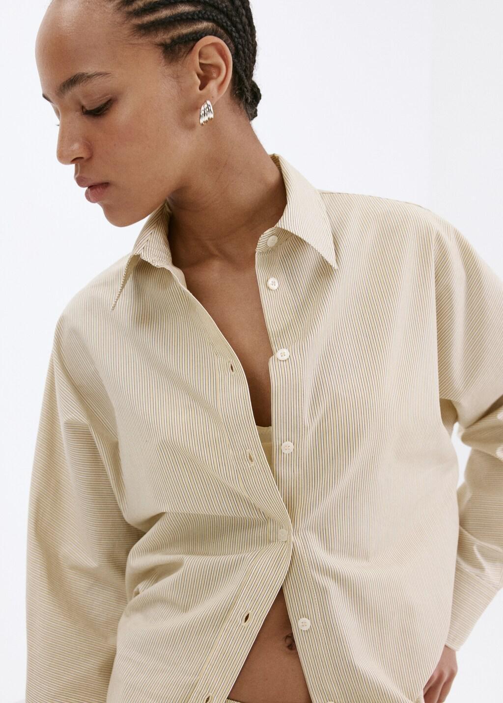 Yellow Poplin Stripe Shirt, Yellow, large image number 3