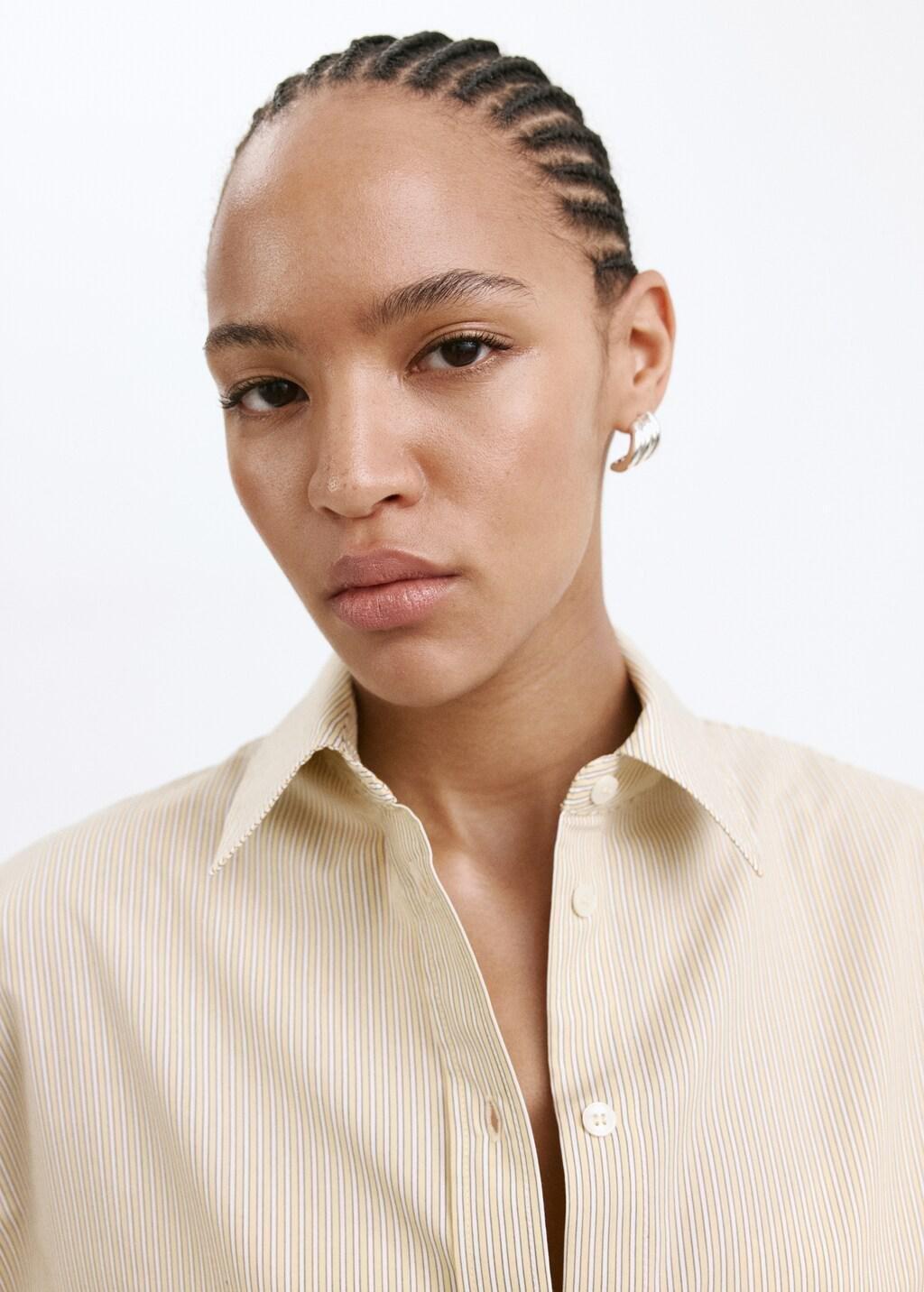 Yellow Poplin Stripe Shirt, Yellow, large image number 4