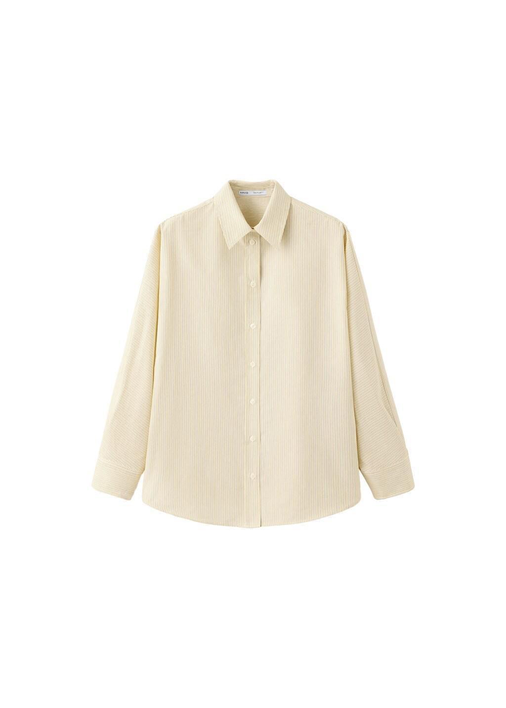 Yellow Poplin Stripe Shirt, Yellow, large image number 6