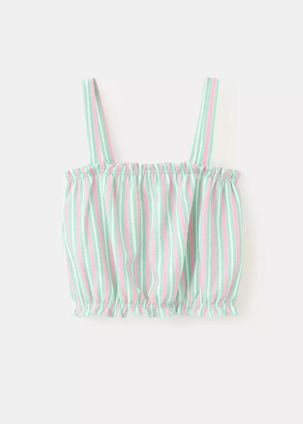 Pink Combined Stripe Top, Kids Girl, Pink, large image number 4