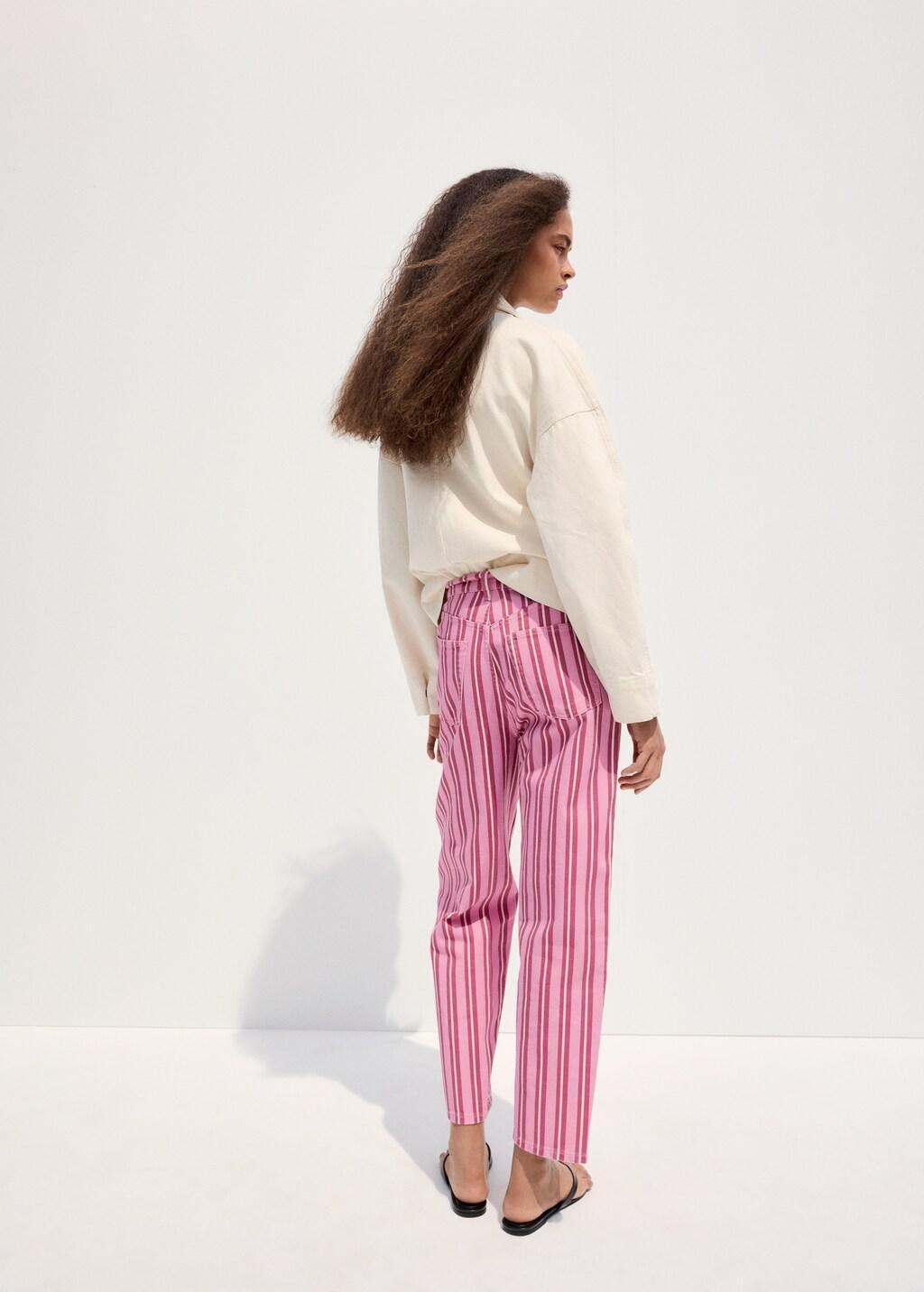 Pink Straight-Fit Striped Jeans, Pink, large image number 2